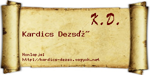 Kardics Dezső névjegykártya